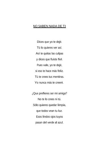 NO SABEN NADA DE TI