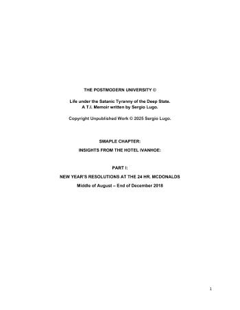 Insights from the Hotel Ivanhoe. Part I: New Year's Resolutions at the 24hr. McDonald's