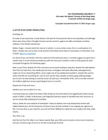 A Letter to My Secret Prosecutors