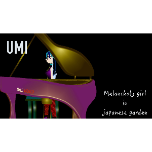 Melancholy girl in a japanese garden